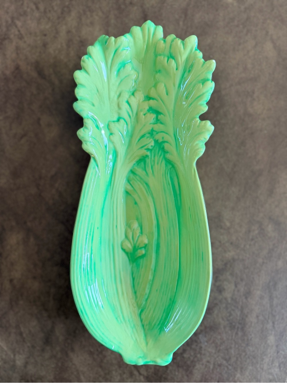 Green Ceramic Celery Serving Dish